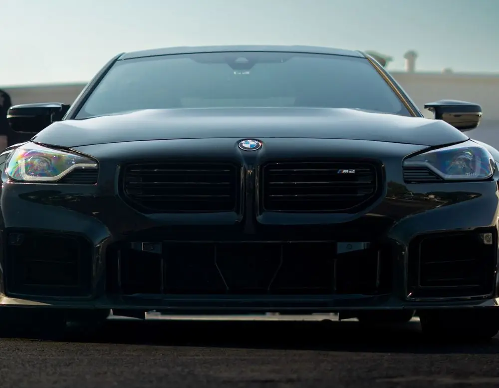 Black BMW M2, front view